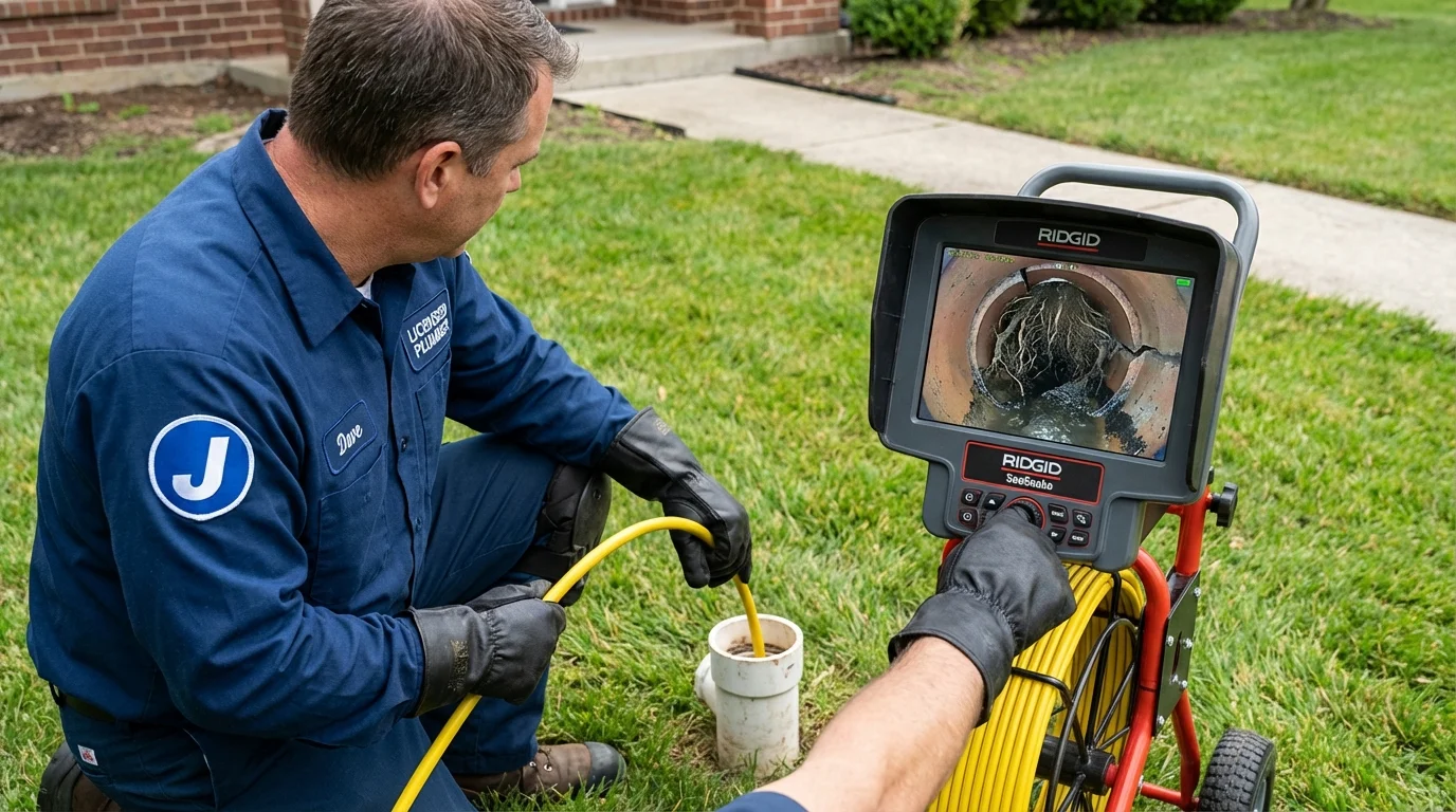 Sewer camera inspection being performed by Johns Plumbing LLC in Orange